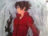 Sasuke (ink & multiple shades of red colored pencils) - 