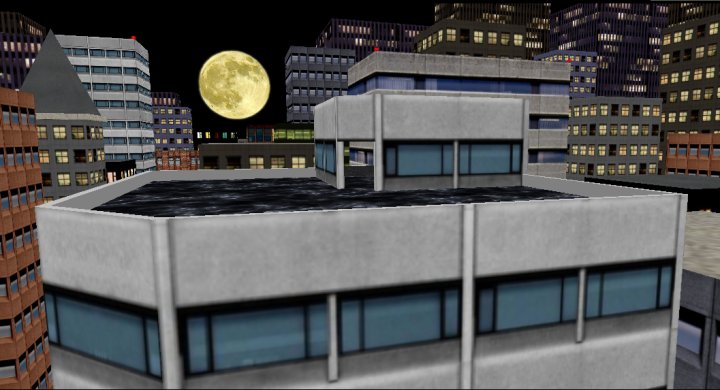 City Rooftop with Full Moon