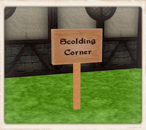 Wooden Sign Post: Scolding Corner