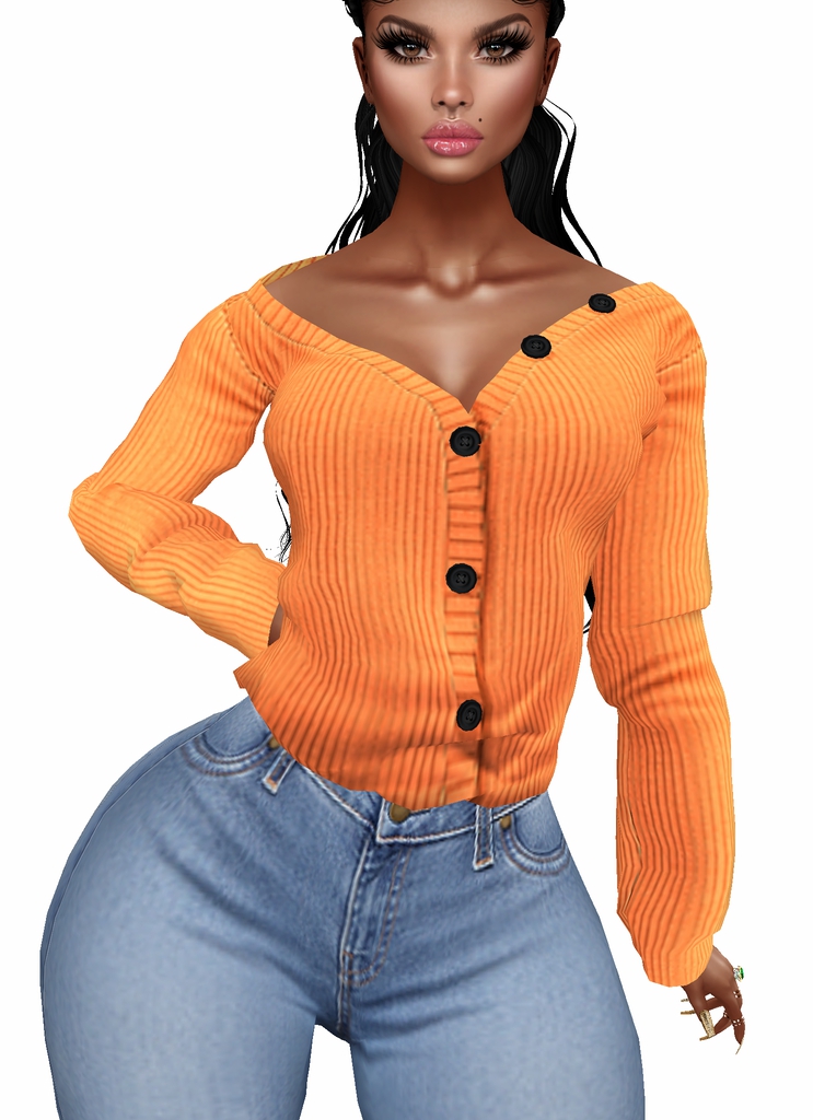 House Aura IMVU Female Clothing - {House Aura} Orange Loose Sweater