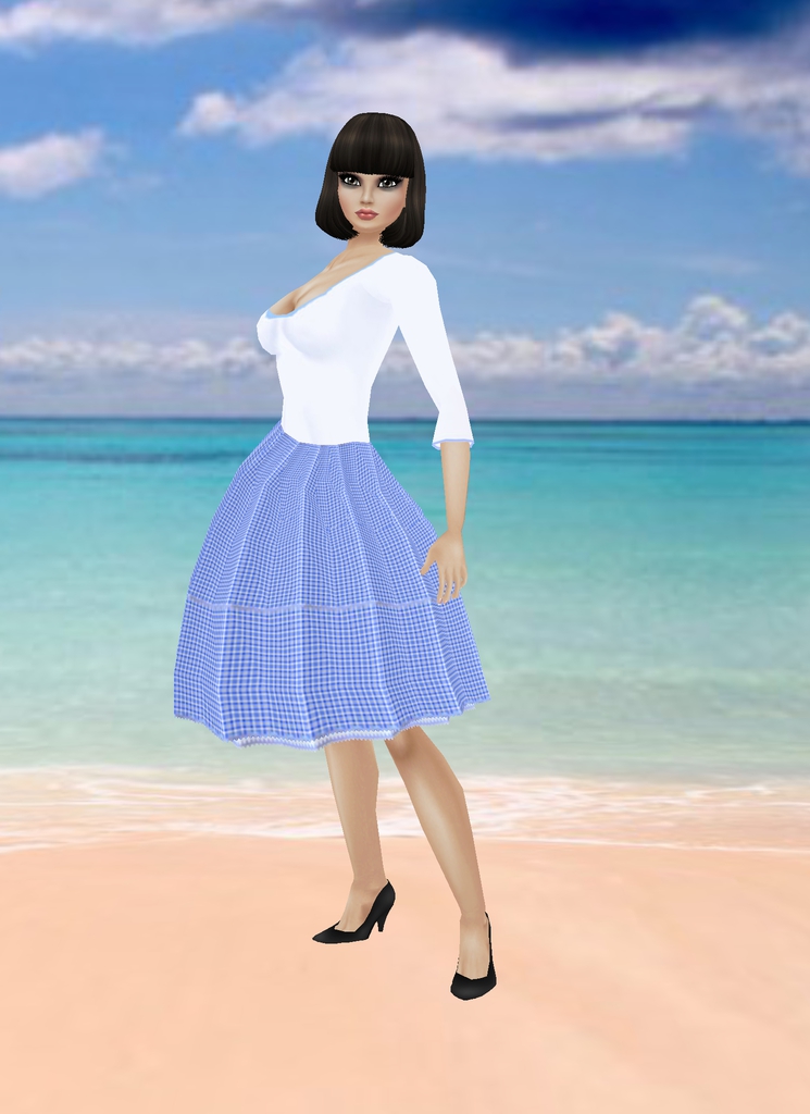 Parisienne-checkered-blue-skirt