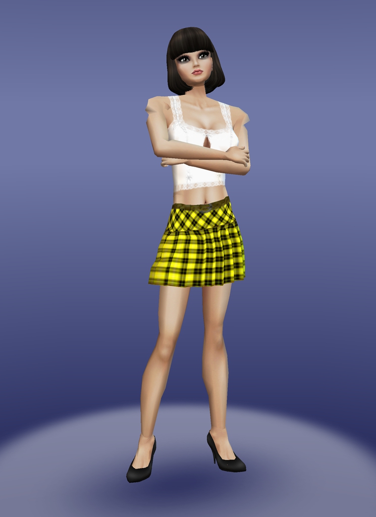 Yellow-black-pleated-skirt