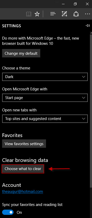 clear cache and cookies in edge