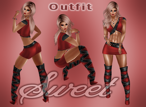 Red and Black Zom Top and Mini Skirt Outfit