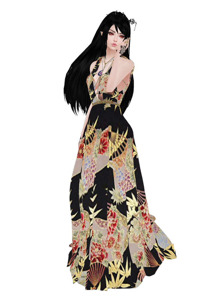 Oriental Fan Gown V2