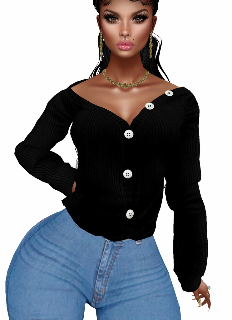 House Aura IMVU Female Clothing - {House Aura} Black Loose Sweater