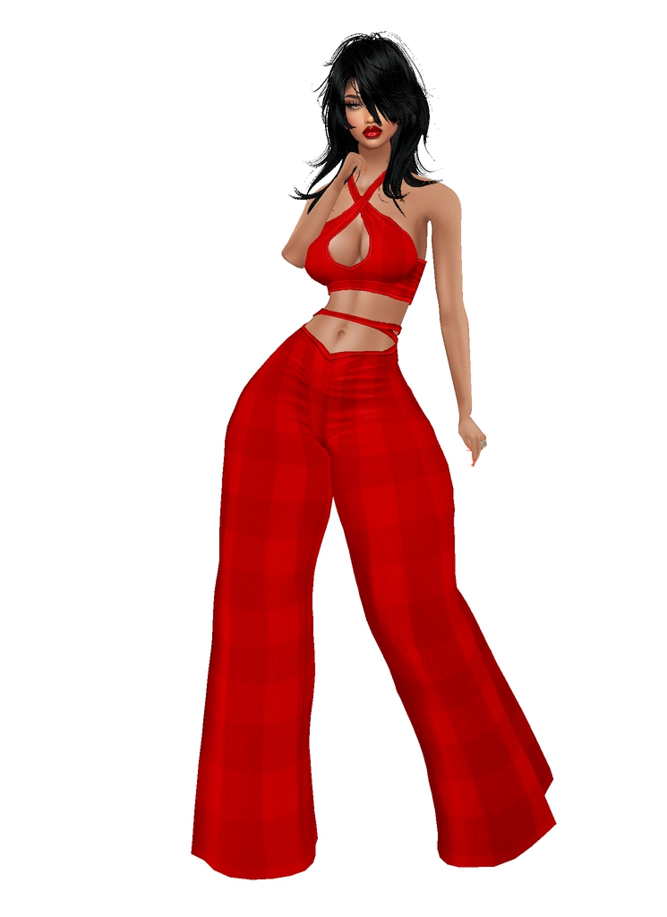 House Aura IMVU Female Clothing - {House Aura} Plaid Jumpsuit Red