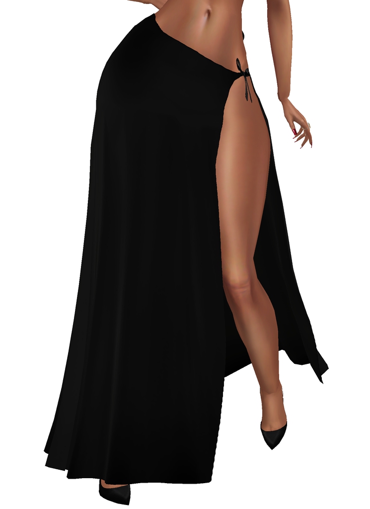 House Aura IMVU Female Clothing - {House Aura} Sexy Black Maxi Skirt