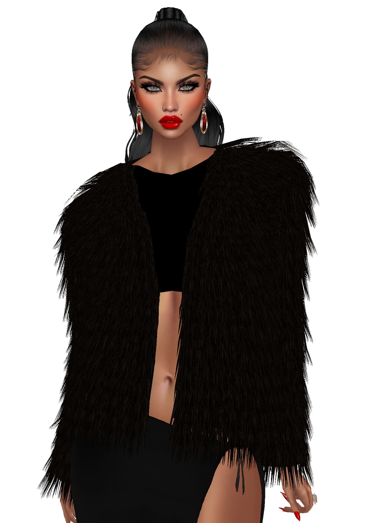 House Aura IMVU Female Clothing - {House Aura} Black Fur Jacket