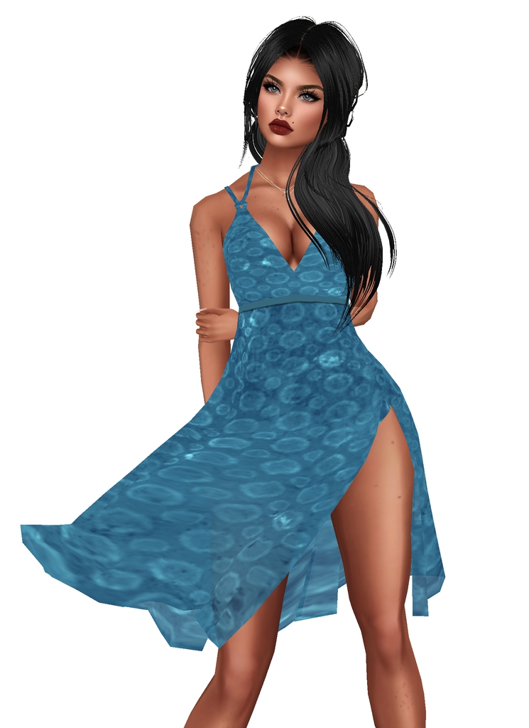 House Aura IMVU Female Clothing - {House Aura} Windy Dress Soft Blue Circles